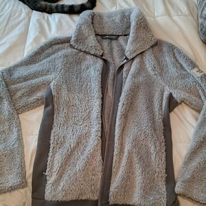 Grey Fuzzy North Face Jacket